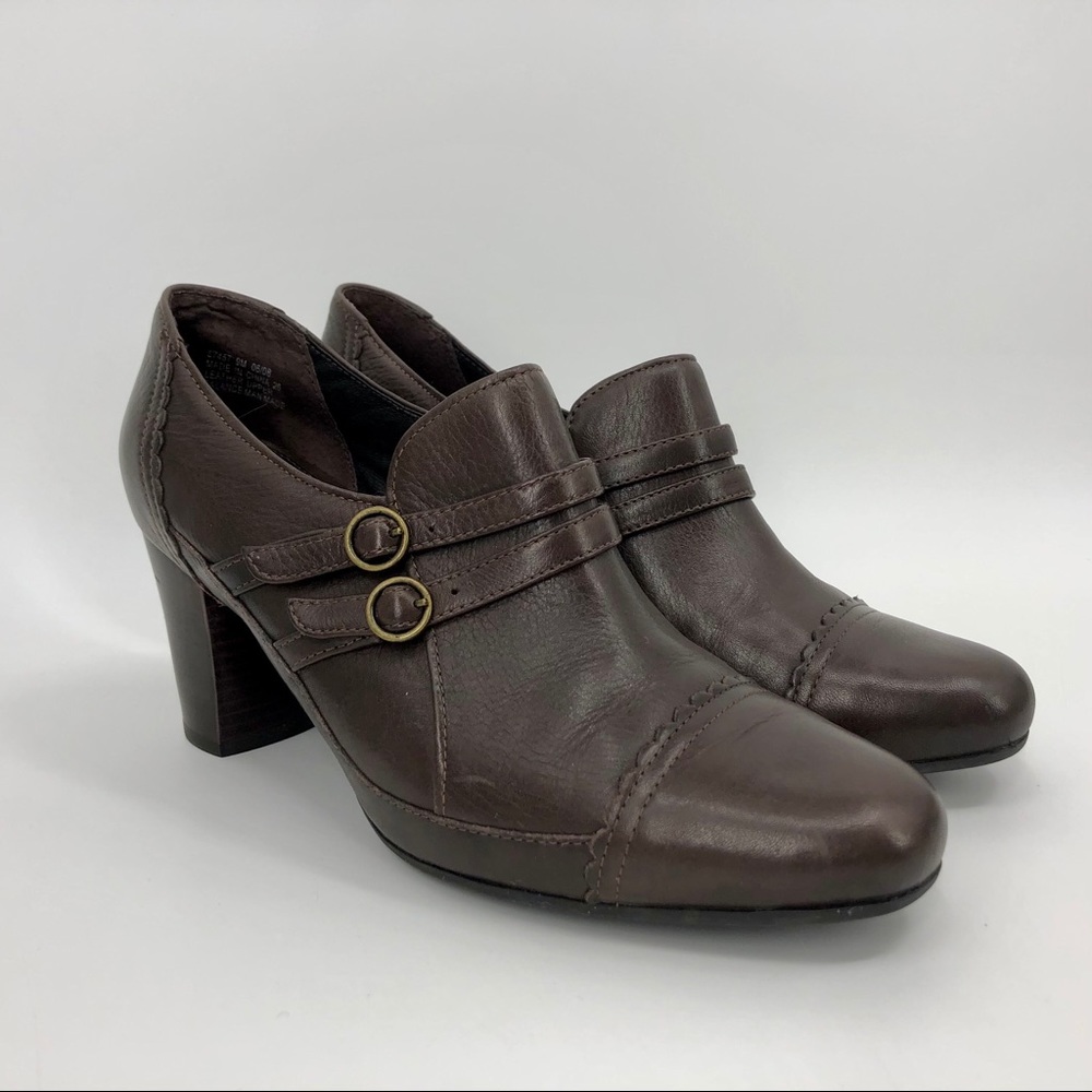 Clarks Brown Leather Heels - Picture 2 of 16